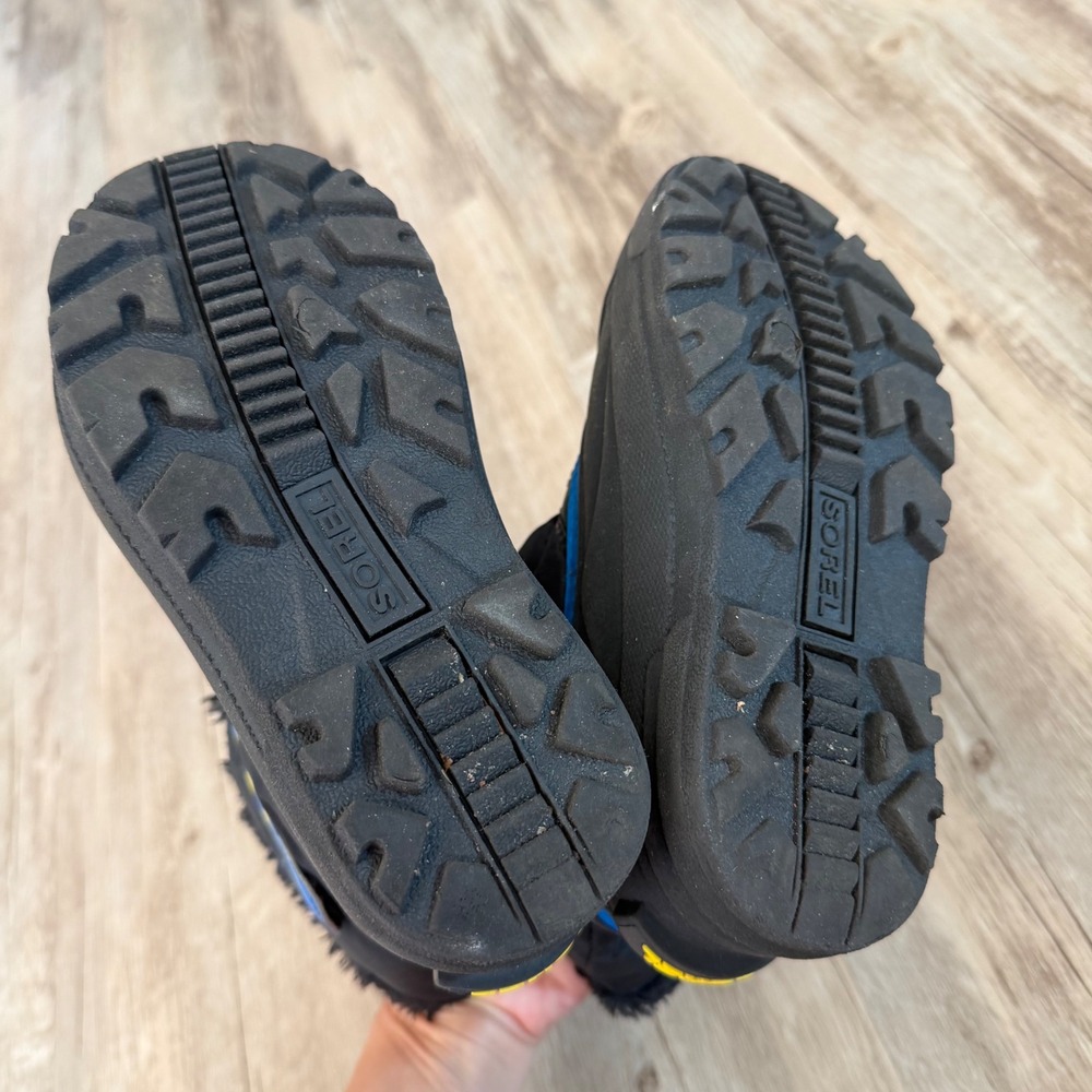 Sorel Kids Snow Commander Winter Snow Boots Black Blue Ski Snowboard Size 13 - Picture 9 of 9